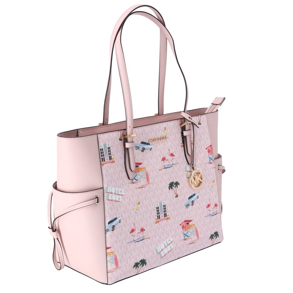 3 Michael Kors Gilly Large Tote Light Powder Blush Pink MK Miami Beach - Picture 7 of 8